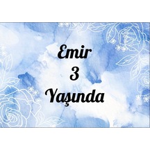 Mavi Çiçekli Doğum Günü Afişi 70x100 Cm