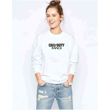 Call Of Dutf Mw3 Baskılı Beyaz Kadın Sweatshirt