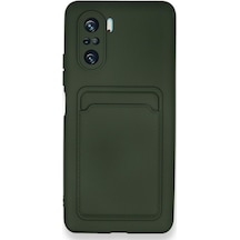 Redmi K40 Pro Kılıf Kart Hazneli Silikon Kapak Ryc/kelvin Koyu Yeşil
