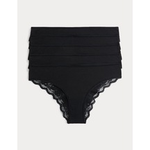 Marks & Spencer 5'li Dantel Detaylı Brazilian Külot Seti T61005184B Siyah