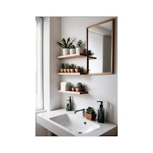 Dekoratif Doğal Ahşap 3 Lü Takım 95 X 15 X 4 Cm Gizli Aparatlı Raf Ahşap