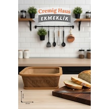 Geleneksel Tasarım Ekmeklik Kare Ahşap Ekmek Sepeti Beyaz Mermer Desenli Çok Renkli