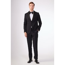 Dufy Lacivert Erkek Slim Fit Mono Yaka Smokin Takım - 79117 Lacivert