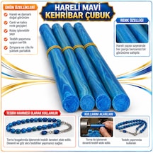 Hareli Galalith - Hareli Damarlı Kehribar Çubuk - Mavi Hareli