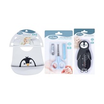 Bebek Bakım Seti Tırnak Makası Seti+silikon Önlük+banyo Derecesi Grimavisiyah Sv507-01-25