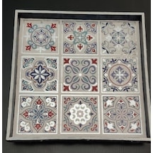 El İşçiliği Desenli Kahve Sunum Tepsisi 31x31 Cm