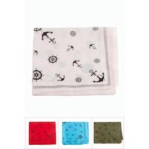 Zero Land Dümen - 293 - Çapa Desenli Keten Bandana - Nazblsmm - 50x50 Ebruli Çok Renkli