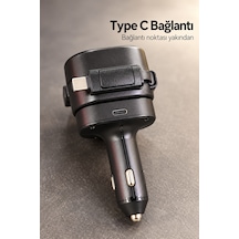 Type C Ve Lightning Uçlu Çakmaklık Telefon Şarj Adaptörü - Lisinya Siyah