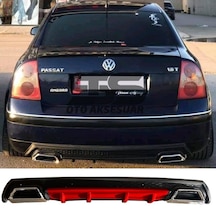 Volkswagen Passat B5 Difüzör Arka Tampon Eki 2 Egzoz Çıkışlı Kırmızı Lüx Tip