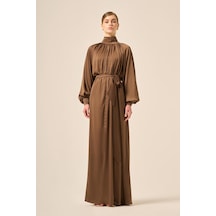 Ftz Women Kadın İpek Saten Elbise Kahve 31208 Kahve