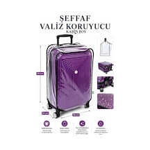 Valiz Koruyucu Kılıf Şeffaf Su Geçirmez Bavul Kılıfı Kir Tutmaz Kolay Temizlenebilir Pvc - Kabin Boy