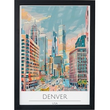 Denver Usa Ahşap Çerçeveli Dekoratif Duvar Tablosu