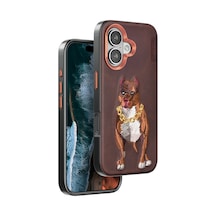 Apple Uyumlu iPhone 16 Perma Desenli Kapak Kahverengi\