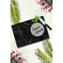 Canım Annem Siyah Mermer Cam Kesme Tahtası 30 Cm X 40 Cm