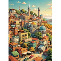 İstanbul Manzaralı Çizim Modern Mdf Tablo 35cm X50cm