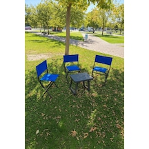 3'lü Katlanabilir Bahçe Piknik Balıkçı Kamp Seti Mavi