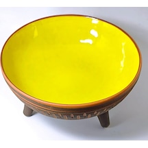 Dekoratif Sunum Kasesi, Seramik Ayaklı Sunum Kasesi, Servis Kasesi, Servis Tabağı, Kase, Tabak Sarı, 20 Cm