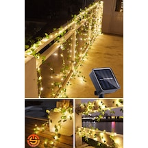 TechnoSmart Solar 50 Ledli Yeşil Yapay Yapraklı 5 Mt. Dekoratif Bahçe Aydınlatma Balkon Süsleme