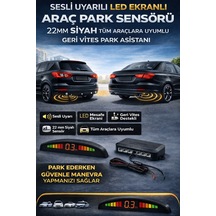 Araç Geri Vites Park Sensörü Led Göstergeli Sesli Uyarılı 22mm Siyah Tüm Araçlara Uyumlu