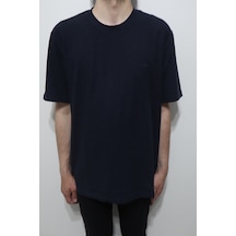 Santa Dmctekstil Erkek Tshirt-1323 Düz Spor Kesim Rahat Kalıp Bisiklet Yaka Battal T-shirt Lacivert