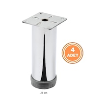 4 Adet Mobilya Ayağı Metal 25 Cm Alttan Ayarlı 42 Mm Krom Ayak
