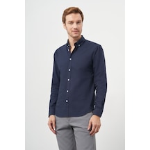 Morven Erkek Lacivert Pamuk Trend Düğmeli Yaka Dynamic Fit Gömlek 25ms004006200 Lacivert Lacivert