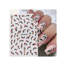 Kokina Yapraklı Noel Yılbaşı Yeni Yıl 3d Tasarım Yapışkan Tırnak Sticker Dövmesi Nail Art Tottoo