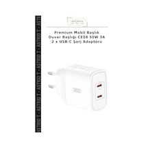 Premium Mobil Başlık Duvar Başlığı Ce08 50w 3a 2 X Usb-c Şarj Adaptörü