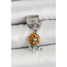 316l Çelik Sallantılı Ayçiçeği Model Gümüş Renk Nomination Charm Renkli