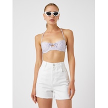 Koton Desenli Bikini Üstü Lila Desenli 0yak89117bm
