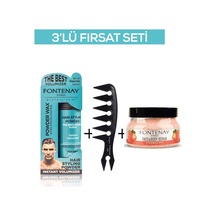 Fontenay Pudra Toz Wax Mavi 20gr + Şekil Tarağı 044 + Face And Body Scrub Çilekli 350ml 3'lü Set