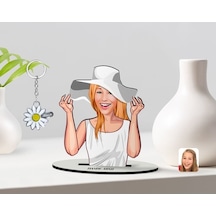 Kişiye Özel Kadın Karikatürlü 3D Ahşap Biblo Ve Isimli Silver Pap (473567197)
