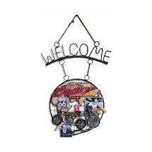 Dekoratif Metal Kapı Welcome Motosiklet Dekorlu Hediyelik Renk