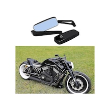 Padalink Klasik Motor İçin Ayarlanabilir Mavi Dumanlı Cam Arka Görüş Aynası - Siyah Alüminyum, Universal Chopper/cruiser Uyumlu 1 Set Sol-sağ