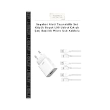 Seyahat Aleti Taşınabilir Set Küçük Boyut L99 Usb-a Çıkışlı Şarj Başlıklı Micro Usb Kablolu