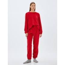 Koton Polar Pijama Altı Beli Bağlamalı Lastikli Rahat Kalıp Kırmızı 5wlk40113mk Kırmızı