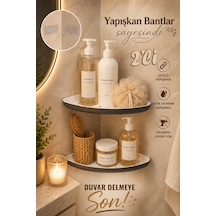 Porsima 0447 2'li İstiridye Banyo Köşe Rafı - Paslanmaz Yapışkanlı Duş Rafı Banyo Düzenleyici Organi Çok renkli