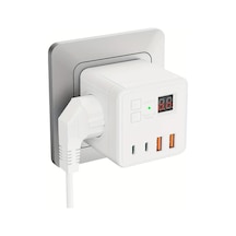 Xuweiwei 1 Adet 7li Coklu Priz Kupu Guc Seridi 3 Ac 2 Usb 2 Tip C Port Beyaz