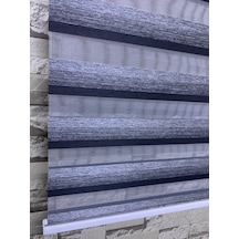 Siyah Gri Geçişli Zebra Perde (Etek Düz)