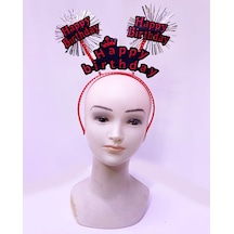 Happy Birthday Yazılı Püsküllü Neon Kırmızı Renk Doğum Günü Tacı 22x19 Cm - Elwm-52372 18