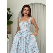 Yoa Cep Detaylı Elbise Mavi