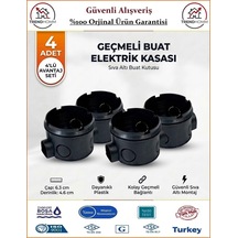 Trendhomm Geçmeli Anahtar Priz Kasası - Sıva Altı - Siyah - 4 Adet