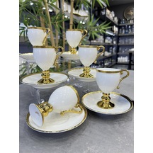 Lüx Porselen Prune Gold6 Lı Fincan Takımı Beyaz