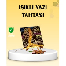 Led Işıklı Akrilik Yazı Tahtası Renkli Kalem Setiyle Çok Renkli