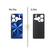 Tecno Pova 6 Mavi Uyumlu Arka Kapak Arka Cam Batarya Pil Kapağı Lazer Kesim Back Cover Diğer