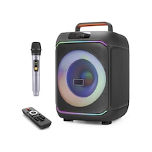 Karaoke Mikrofonlu Bluetooth Hoparlör Fm Radyo 40w 8 İnç Rgb Kumandalı Siyah Jbr818