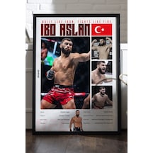 İbo Aslan Ufc Siyah Ahşap Çerçeveli Poster, Dekoratif Dövüş Duvar Tablosu