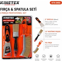 Kinetex Fırça & Spatula Seti 3 Parça Tel Fırça + Boya Fırçası + Spatula