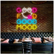 Twins Led Good Food Good Mood Yazılı Ve Şekilli Neon Tabela Çok Renkli Model:model:62193366