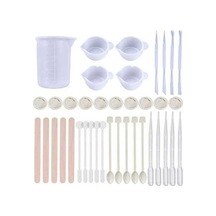 Pazly 39 Parça Dıy Silikon Reçine Ölçüm Kabı Seti 100ml Epoksi Karıştırma Kalıpları Parmak Kılıfları Beyaz Başlangıç Seti Beyaz